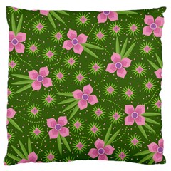 Pink Flower Background Pattern Large Cushion Case (one Side) by Ravend