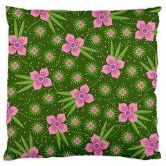 Pink Flower Background Pattern Standard Premium Plush Fleece Cushion Case (two Sides) by Ravend