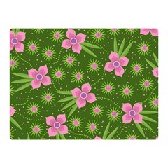 Pink Flower Background Pattern Two Sides Premium Plush Fleece Blanket (mini) by Ravend