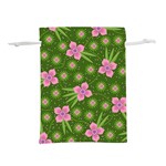 Pink Flower Background Pattern Lightweight Drawstring Pouch (L) Front