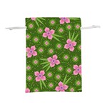 Pink Flower Background Pattern Lightweight Drawstring Pouch (L) Back