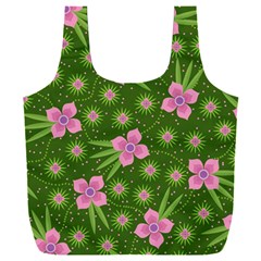 Pink Flower Background Pattern Full Print Recycle Bag (xxl) by Ravend