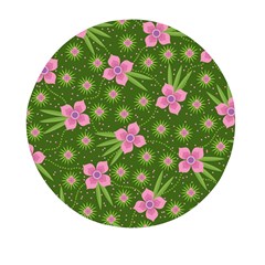 Pink Flower Background Pattern Mini Round Pill Box (pack Of 3) by Ravend