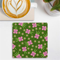 Pink Flower Background Pattern Uv Print Square Tile Coaster  by Ravend