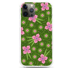 Pink Flower Background Pattern Iphone 12 Pro Max Tpu Uv Print Case by Ravend