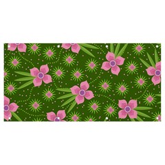 Pink Flower Background Pattern Banner And Sign 8  X 4  by Ravend