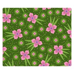 Pink Flower Background Pattern Premium Plush Fleece Blanket (small) by Ravend