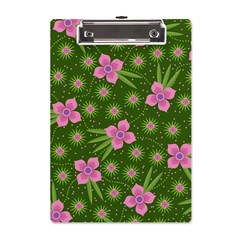 Pink Flower Background Pattern A5 Acrylic Clipboard by Ravend