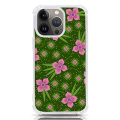 Pink Flower Background Pattern Iphone 13 Pro Tpu Uv Print Case by Ravend