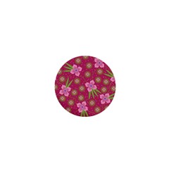 Flower Background Pattern Pink 1  Mini Buttons by Ravend