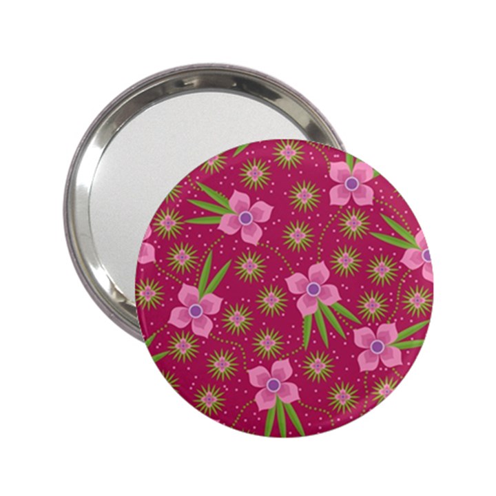 Flower Background Pattern Pink 2.25  Handbag Mirrors