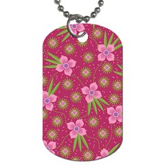 Flower Background Pattern Pink Dog Tag (two Sides)