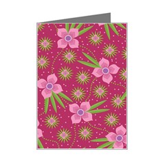 Flower Background Pattern Pink Mini Greeting Card