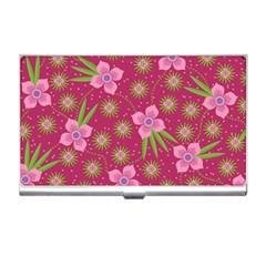 Flower Background Pattern Pink Business Card Holder by Ravend