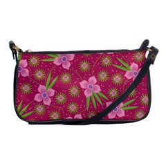 Flower Background Pattern Pink Shoulder Clutch Bag by Ravend