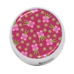 Flower Background Pattern Pink 4-port Usb Hub (two Sides)