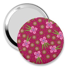 Flower Background Pattern Pink 3  Handbag Mirrors by Ravend