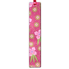 Flower Background Pattern Pink Large Book Marks by Ravend