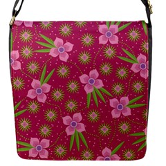 Flower Background Pattern Pink Flap Closure Messenger Bag (s) by Ravend