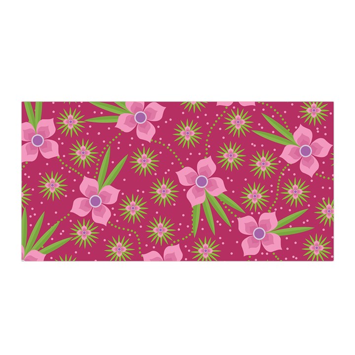 Flower Background Pattern Pink Satin Wrap 35  x 70 