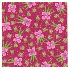 Flower Background Pattern Pink Wooden Puzzle Square by Ravend