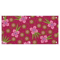 Flower Background Pattern Pink Banner And Sign 6  X 3  by Ravend