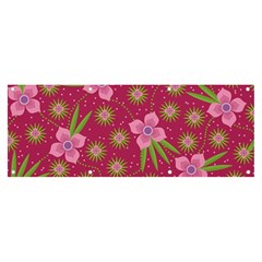 Flower Background Pattern Pink Banner And Sign 8  X 3  by Ravend