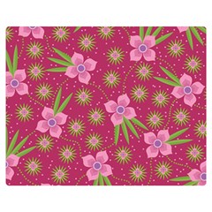 Flower Background Pattern Pink Premium Plush Fleece Blanket (medium) by Ravend