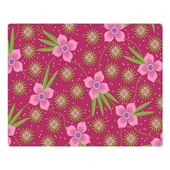 Flower Background Pattern Pink Premium Plush Fleece Blanket (large)