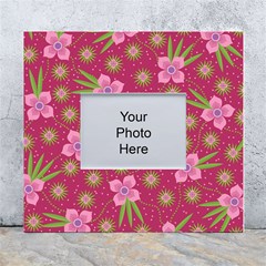 Flower Background Pattern Pink White Wall Photo Frame 5  X 7  by Ravend