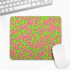 Pink Flower Background Green Pattern Large Mousepad by Ravend