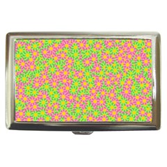 Pink Flower Background Green Pattern Cigarette Money Case by Ravend