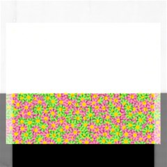 Pink Flower Background Green Pattern Rectangular Jigsaw Puzzl by Ravend