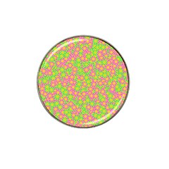 Pink Flower Background Green Pattern Hat Clip Ball Marker (10 Pack) by Ravend