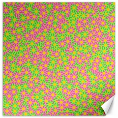 Pink Flower Background Green Pattern Canvas 16  X 16  by Ravend