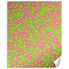 Pink Flower Background Green Pattern Canvas 16  X 20  by Ravend