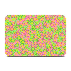 Pink Flower Background Green Pattern Plate Mats by Ravend