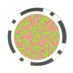 Pink Flower Background Green Pattern Poker Chip Card Guard by Ravend