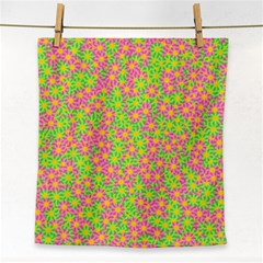 Pink Flower Background Green Pattern Face Towel by Ravend