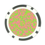 Pink Flower Background Green Pattern Poker Chip Card Guard (10 pack) Front