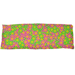 Pink Flower Background Green Pattern Body Pillow Case Dakimakura (two Sides) by Ravend