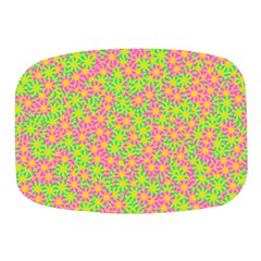 Pink Flower Background Green Pattern Mini Square Pill Box by Ravend