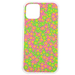 Pink Flower Background Green Pattern Iphone 12 Pro Max Tpu Uv Print Case by Ravend