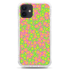 Pink Flower Background Green Pattern Iphone 12 Mini Tpu Uv Print Case	 by Ravend