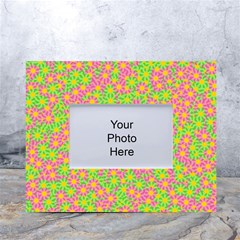 Pink Flower Background Green Pattern White Tabletop Photo Frame 4 x6  by Ravend