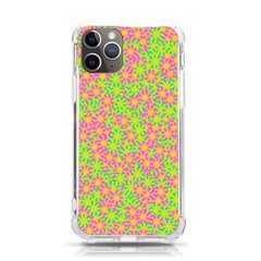 Pink Flower Background Green Pattern Iphone 11 Pro 5 8 Inch Tpu Uv Print Case by Ravend