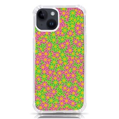 Pink Flower Background Green Pattern Iphone 14 Tpu Uv Print Case by Ravend