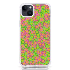 Pink Flower Background Green Pattern Iphone 14 Plus Tpu Uv Print Case by Ravend