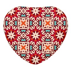 Geometric Pattern Seamless Abstract Heart Glass Fridge Magnet (4 Pack) by Ravend