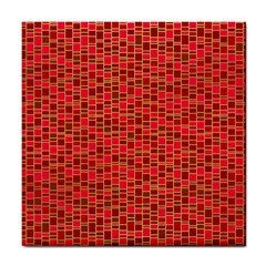 Geometry Background Red Rectangle Pattern Tile Coaster by Ravend